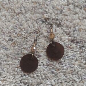Maurices Brown Disc Drop Earrings with Amber Bead